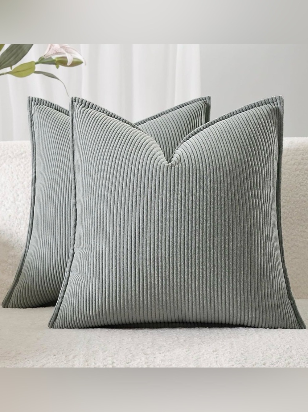Corduroy Square Throw Pillow Covers-light blue (2)